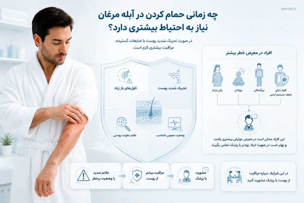 احتیاط‌های لازم هنگام حمام در آبله مرغان