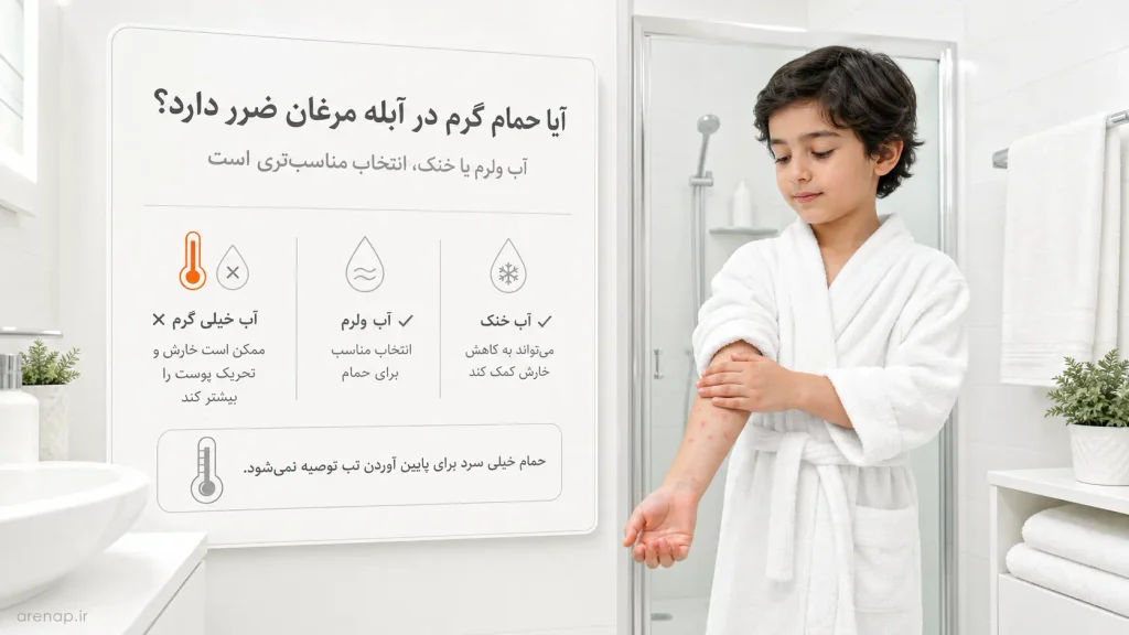 تأثیر حمام گرم در ابله مرغان بر خارش و تحریک پوست کودک