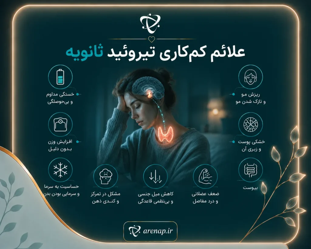علائم کم‌کاری تیروئید ثانویه-آرناپ