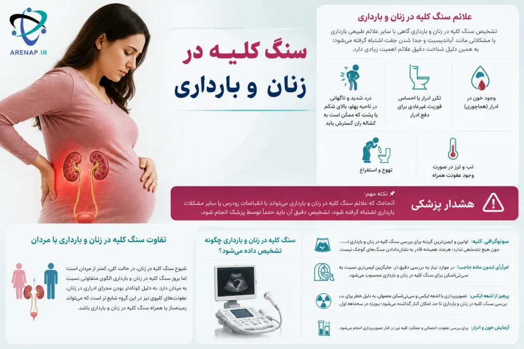 تفاوت سنگ کلیه در زنان و بارداری با مردان-arenap