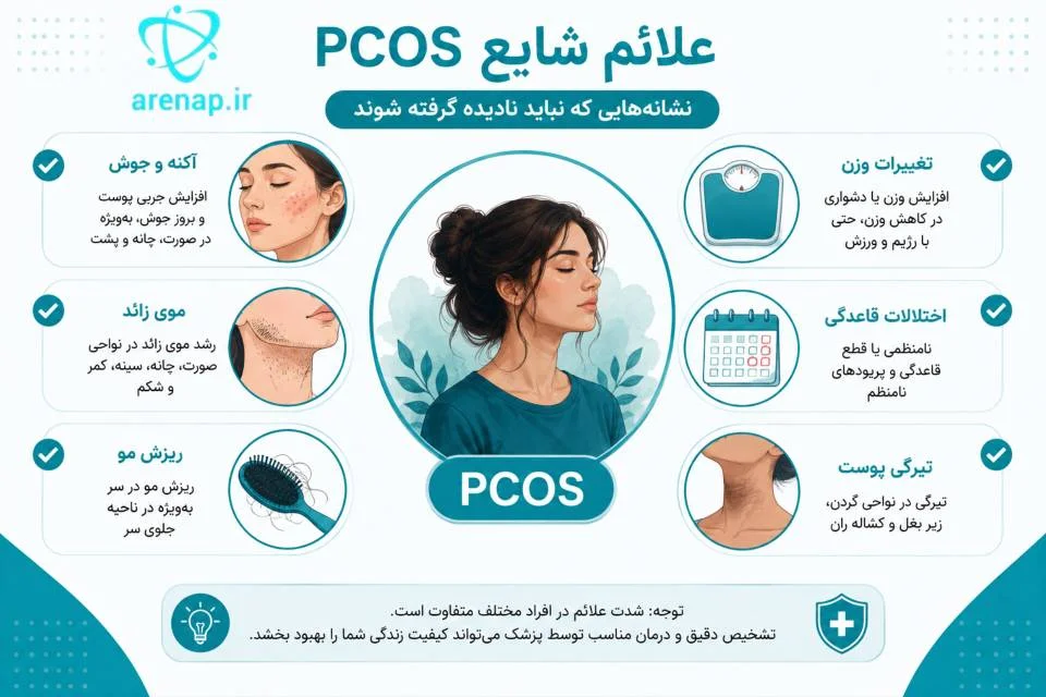 آکنه، موی زائد و تغییرات وزن در PCOS-ارناپ