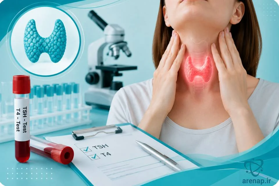 آشنایی با آزمایش تیروئید و نقش TSH و T4 در ارزیابی عملکرد تیروئید -ارناپ