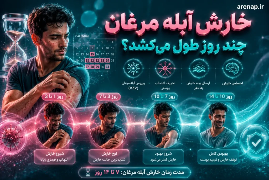 مدت زمان ماندگاری خارش و دانه‌های آبله مرغان- آرناپ