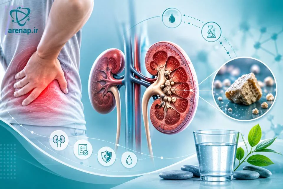 نمای شماتیک کلیه و سنگ ادراری - ارناپ