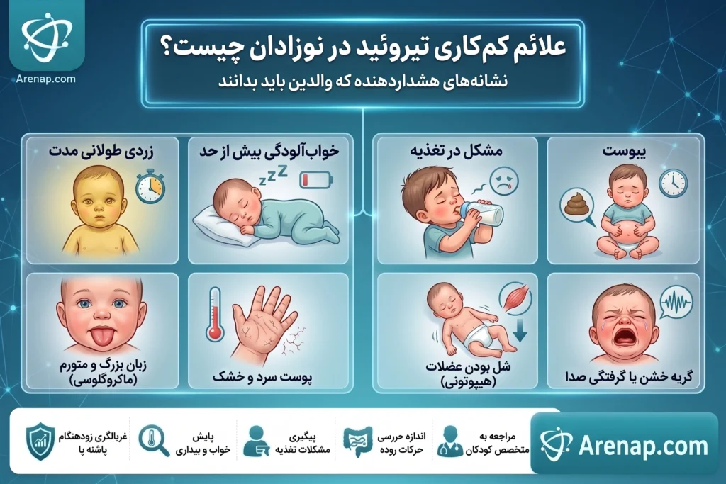 علائم کم کاری تیروئید در نوزادان چیست