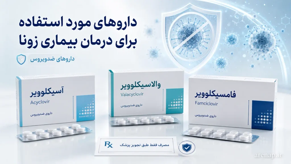 تصویر داروهای ضدویروس آسیکلوویر، والاسیکلوویر و فامسیکلوویر برای درمان بیماری زونا