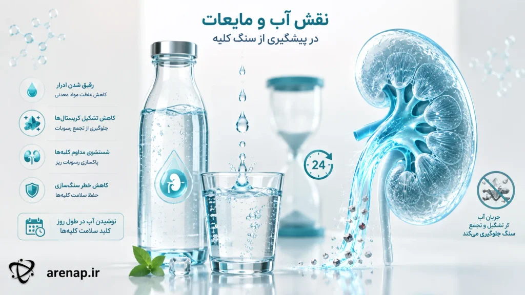 نقش نوشیدن آب و هیدراتاسیون در رژیم غذایی سنگ کلیه - آرناپ